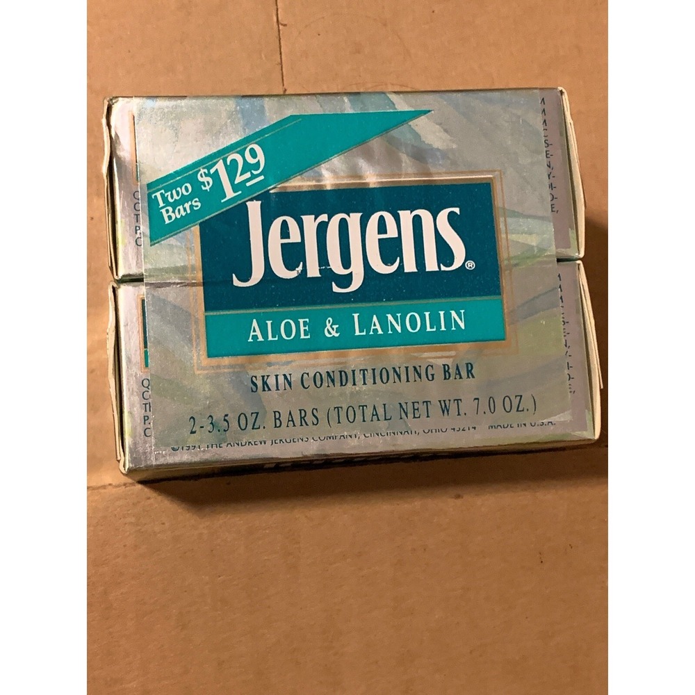 VTG NOS NEW 1991 2-pk‎ Jergens Aloe & Lanolin Soap Bar ~ 3.5oz DISCONTINUED HTF